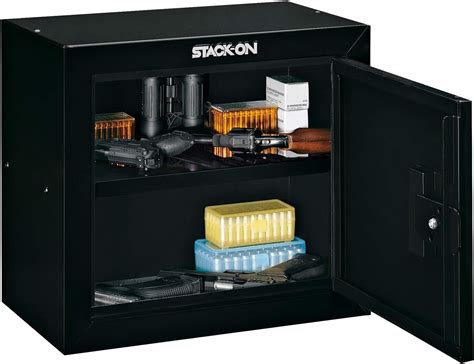 stack-on pistol ammo steel security cabinet with shelf in black|Compact Pistol / Ammo Cabinet .